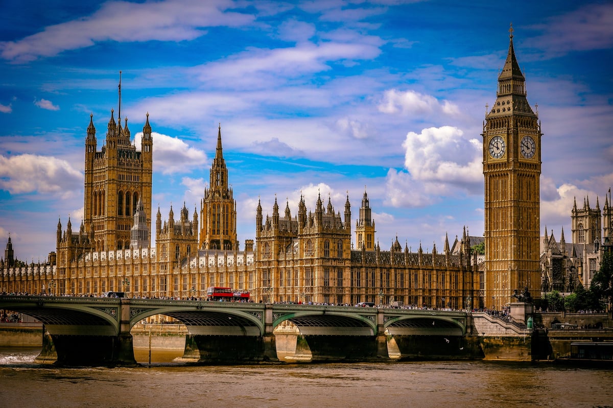 Iconic view of the Palace of Westminster and Big Ben in London, England